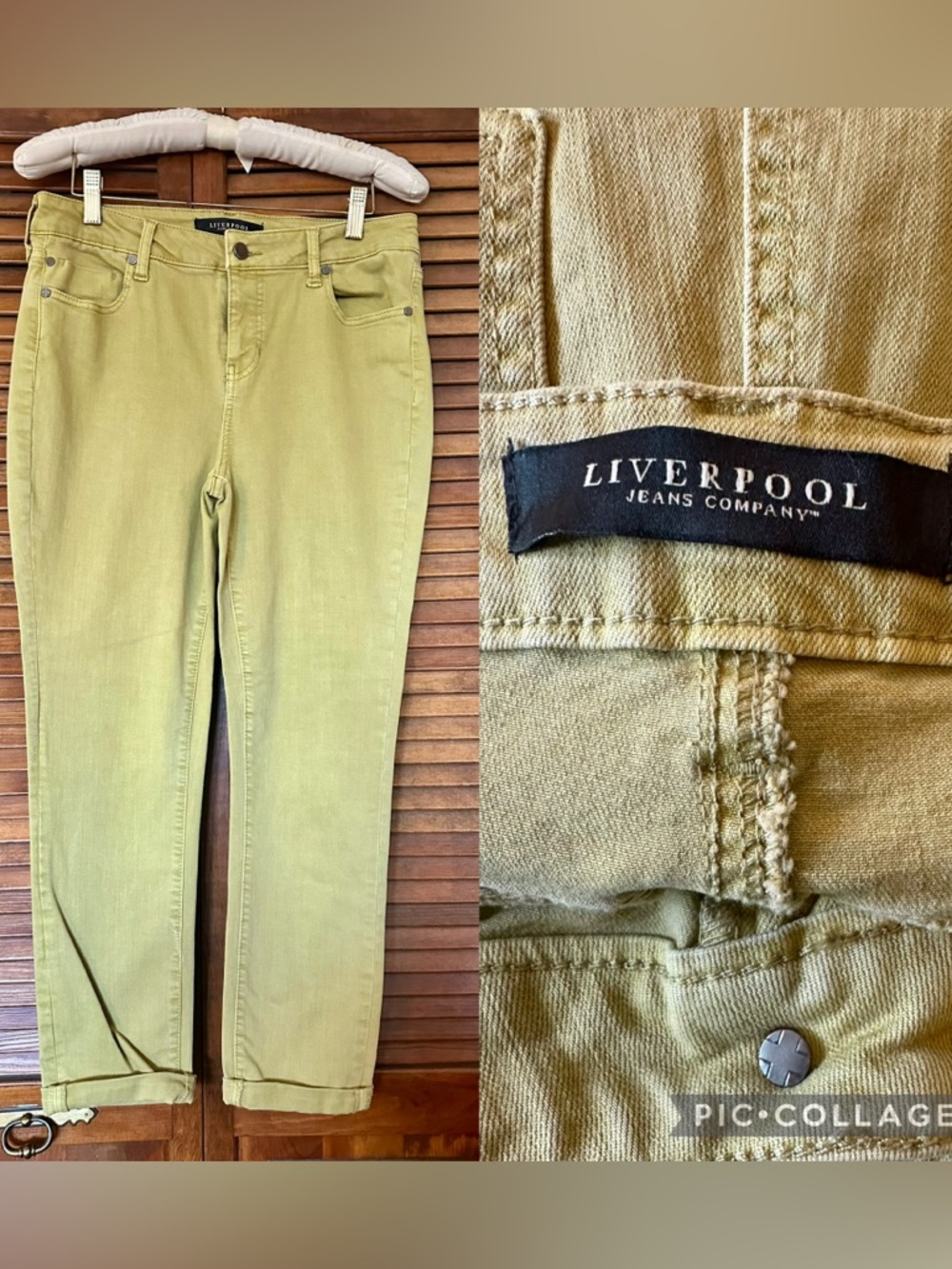 Liverpool Jeans Company Cami crop jeans in dijon mustard yellow size 8.